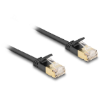 DeLOCK RJ45 Network Cable Cat.6A plug to plug with robust latch and Cat.7 raw flat cable U/FTP 5 m black
