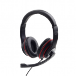 Gembird Stereo headset, black color with red ring