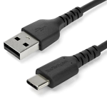 StarTech.com 2m USB A to USB C Charging Cable - Durable Fast Charge & Sync USB 2.0 to USB Type C Data Cord - Rugged TPE Jacket Aramid Fiber M/M 60W Black - Samsung S10, iPad Pro, Pixel