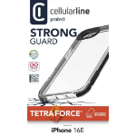 Cellularline Tetra Force Strong Guard - iPhone 16e Ultra-protective, anti-shock flexible case with integrated Microban® antibacterial technology
