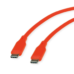 ROLINE USB 2.0 Cable, C–C, M/M, 60W, silicone, orange, 1 m