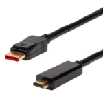 4Cabling 1m DisplayPort Male to HDMI Male Cable. Supports 4K@60Hz as specified in HDMI 2.0