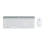 Logitech MK470 Slim keyboard Mouse included Office RF Wireless Silver, White