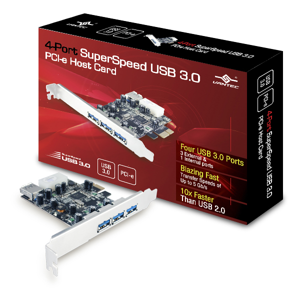 UGT-PC341 VANTEC UGT-PC341 4Port SuperSpeed USB 3.0 PCIe Host Card Retail