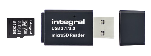 Integral USB3.0 CARDREADER SINGLE SLOT MSD card reader USB 3.2 Gen 1 (3.1 Gen 1) Black