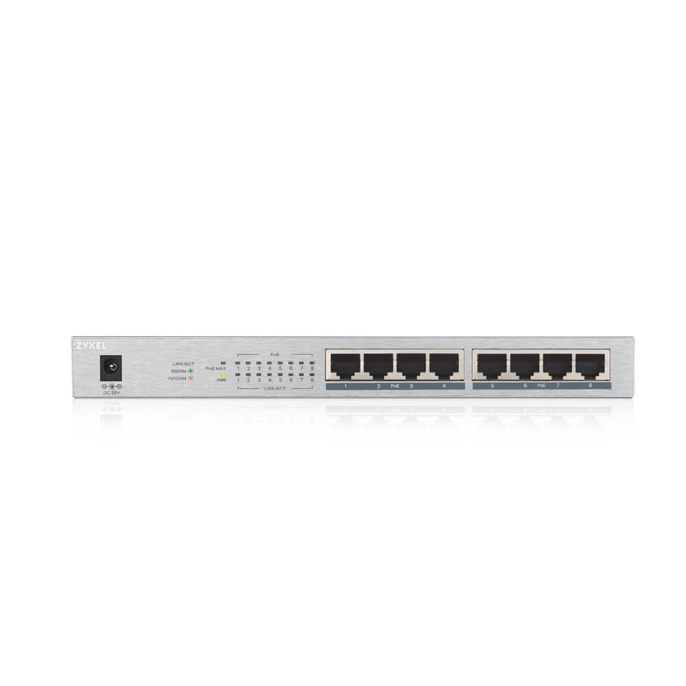 Zyxel GS1008HP Unmanaged Gigabit Ethernet (10/100/1000) Silver Power over Ethernet (PoE)