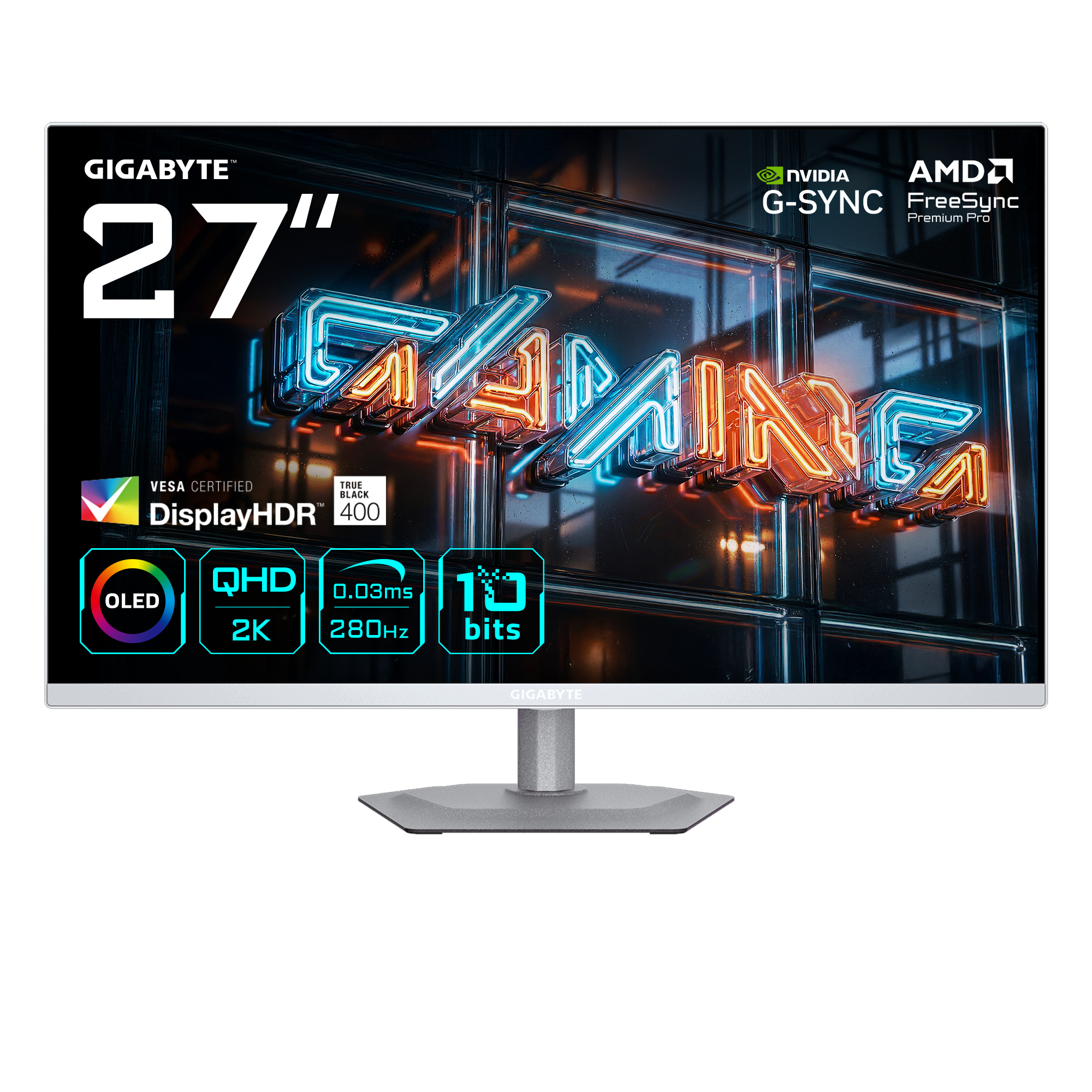 Gigabyte Black Mo27q2a Ice 27” Oled 2K Qhd Gaming Monitor - 2560 X 1440. 280