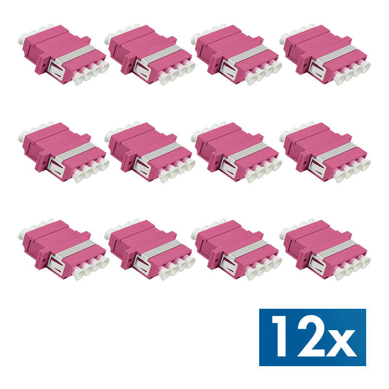 LogiLink Fiber Adapter LC Quad, 12 pieces, with flange, violet