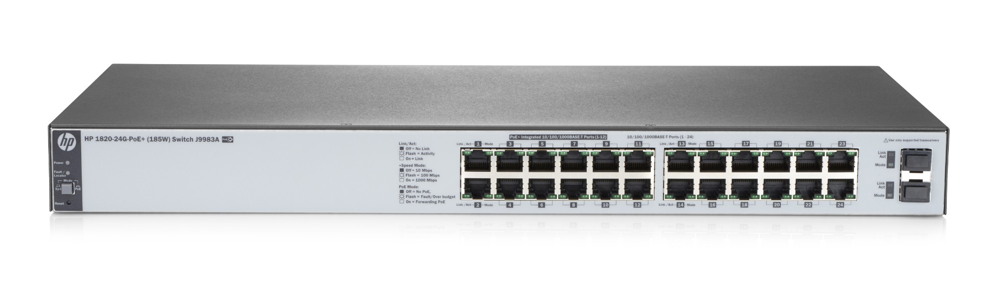Hewlett Packard Enterprise OfficeConnect 1820 24G PoE+ (185W) Managed L2 Gigabit Ethernet (10/100/1000) Power over Ethernet (PoE) 1U Grey