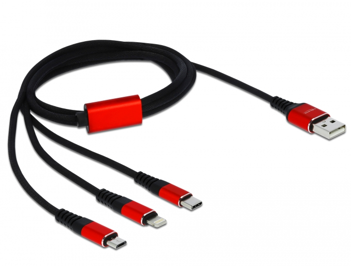 Image of DeLOCK USB Charging Cable 3 in 1 for Lightnin / Micro USB / USB...