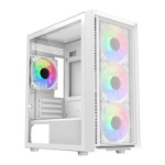CIT Luna White Micro-ATX PC Gaming Case with 4 x 120mm Infinity ARGB Fans Included 1 x 4-Port Fan Hub Tempered Glass Side Panel