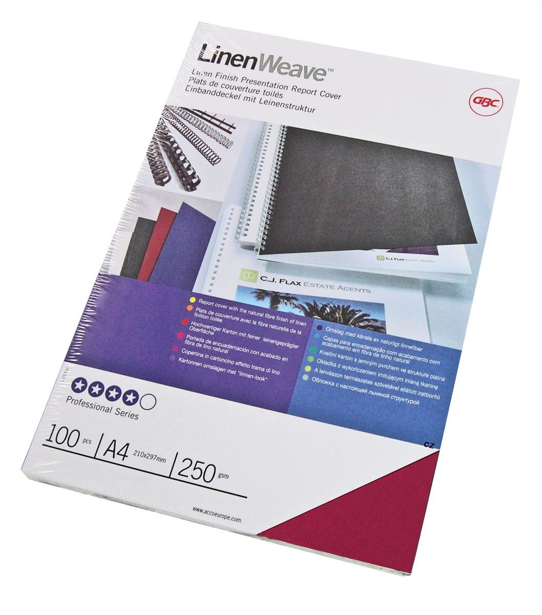 Image of GBC LinenWeave Binding Covers 250gsm A4 Red (100)