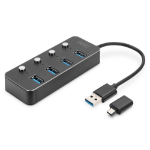 Digitus USB 3.0 Hub, 4-port, schaltbar, Aluminium GehÃ¤use
