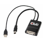 CLUB3D CAC-1151 video cable adapter Mini DisplayPort + USB Type-A DVI-I Black