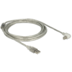 DeLOCK 3m, USB2.0-A/USB2.0-B USB cable USB A USB B Silver, Transparent