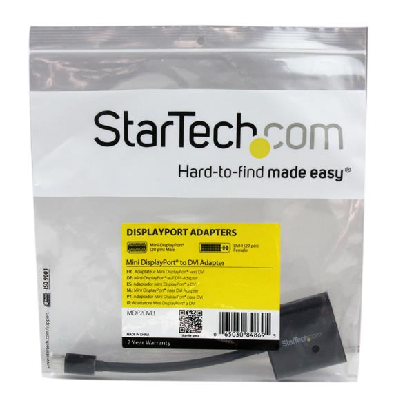 StarTech.com Mini DisplayPort to DVI Video Adapter Converter - Black Mini DP to DVI - 1920x1200