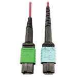 Tripp Lite N846D-05M-16CMG 400G Multimode 50/125 OM4 Plenum Fiber Optic Cable, 16F MTP/MPO-APC to 24F MTP/MPO-UPC (F/F), Magenta, 5 m