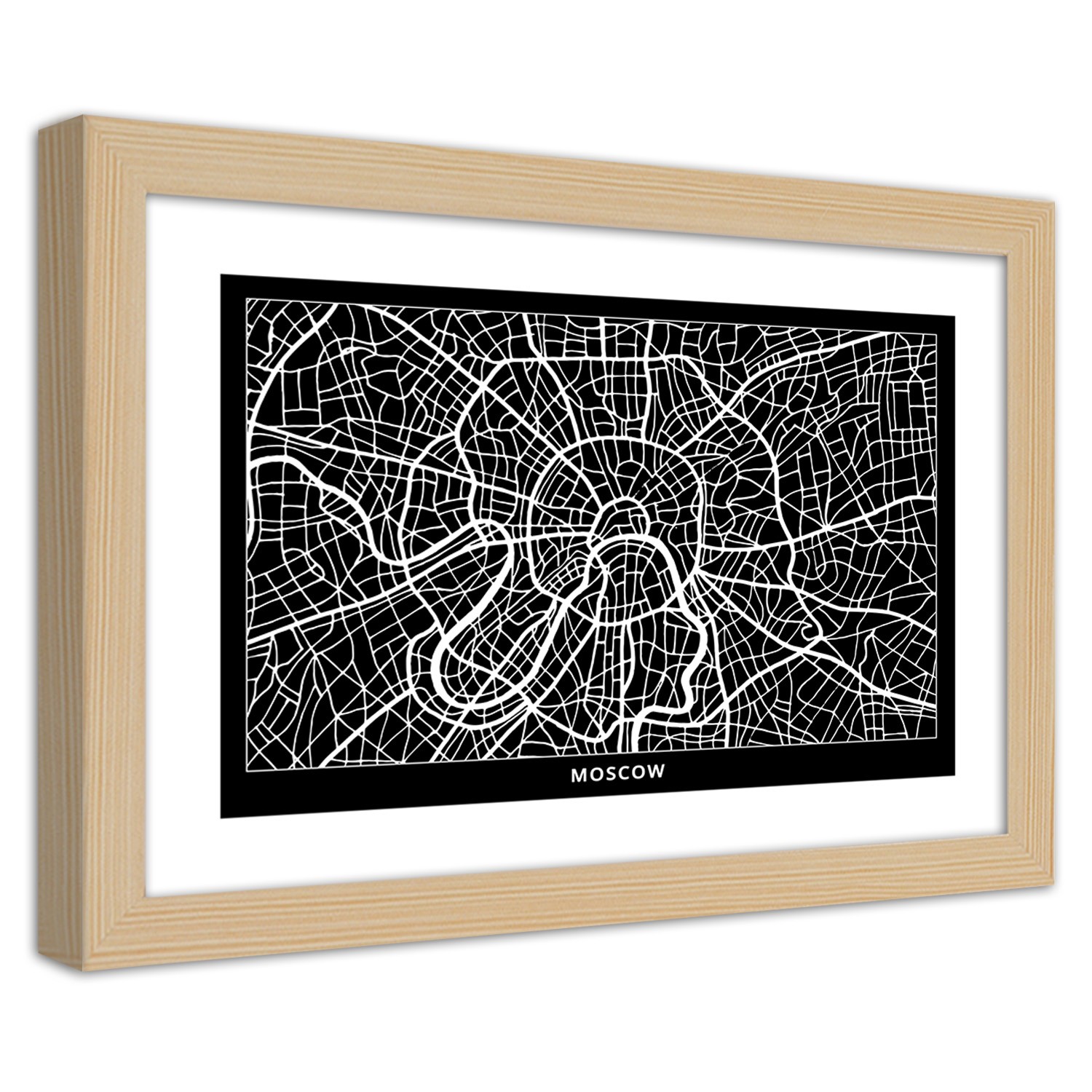 Caro Picture in natural frame, City plan moscow