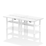 Dynamic Air Back-to-Back W1200 x D600mm Height Adjustable Sit Stand 4 Person Bench Desk With Cable Ports White Finish White Frame - HA01600 DD