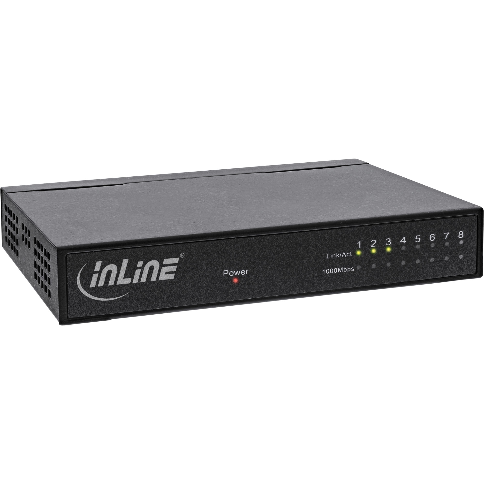 InLine Network Switch 8-Port, 1Gb/s, Desktop, Metal, fanless,...