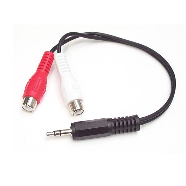 Image of StarTech.com 6in Stereo Audio Cable - 3.5mm Male to 2x RCA Female