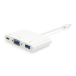 Equip USB Type C to VGA Female/USB A Female/PD Adapter