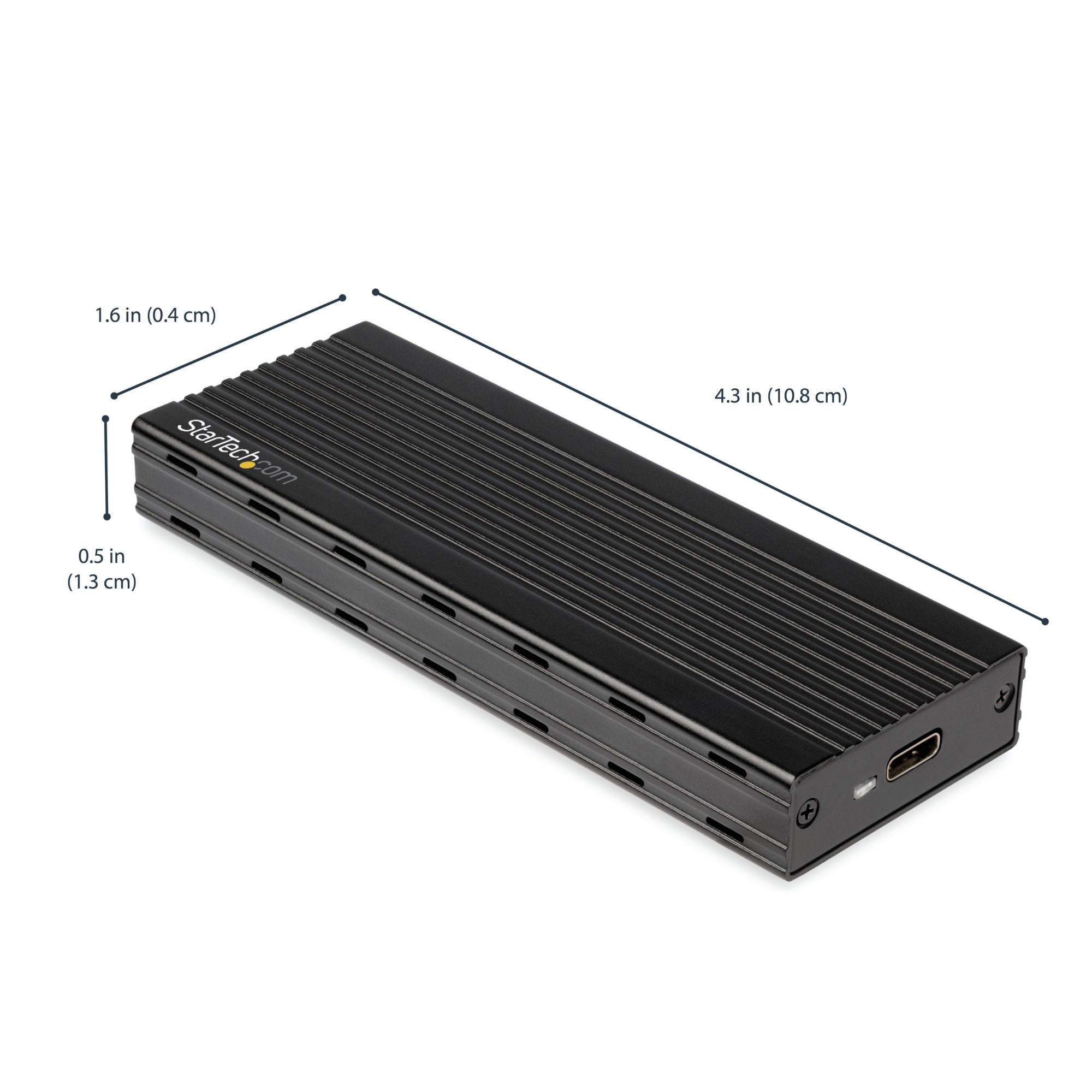 StarTech.com USB-C 10Gbps to M.2 NVMe SSD Enclosure - Portable External M.2 NGFF PCIe Aluminum Case - 1GB/s Read/Write - Supports 2230, 2242, 2260, 2280 - TB3 Compatible - Mac &amp; PC