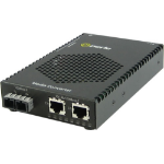 Perle S-1110DP-S2SC10 - 10/100/1000 Gigabit Ethernet Stand-Alone Media Rate Converter w/ PoE PSE. Dual 10/100/1000Base-T (RJ-45) [100 m/328 ft.] to 1000Base-LX/LH 1310 nm single mode (SC) [10 km/6.2 miles] or multimode (SC) [550 m/1804 ft.], w/ AC Adapter