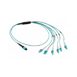 Videk 12 Fibre MTP Female to 6 x LC Duplex OM4 Aqua Fanout Cable 1m