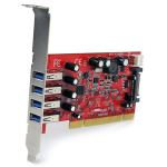 StarTech.com Carte contrôleur PCI à 4 ports USB 3.0 (5Gbps) SuperSpeed - Adaptateur PCI avec alimentation SATA / SP4