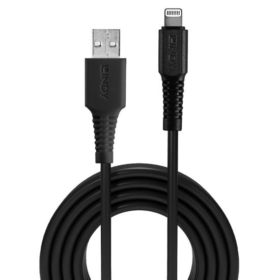 Photos - Cable (video, audio, USB) Lindy 1m USB to Lightning Cable, Black 31320 