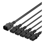 Deltaco DEL-113C power cables Black 1 m C14 coupler 5 x C13 coupler