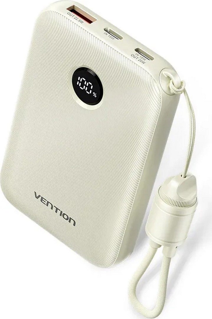 VN1 Vention 10000mAh Powerbank 2xUSB-C 1xUSB-A 22.5W, beige