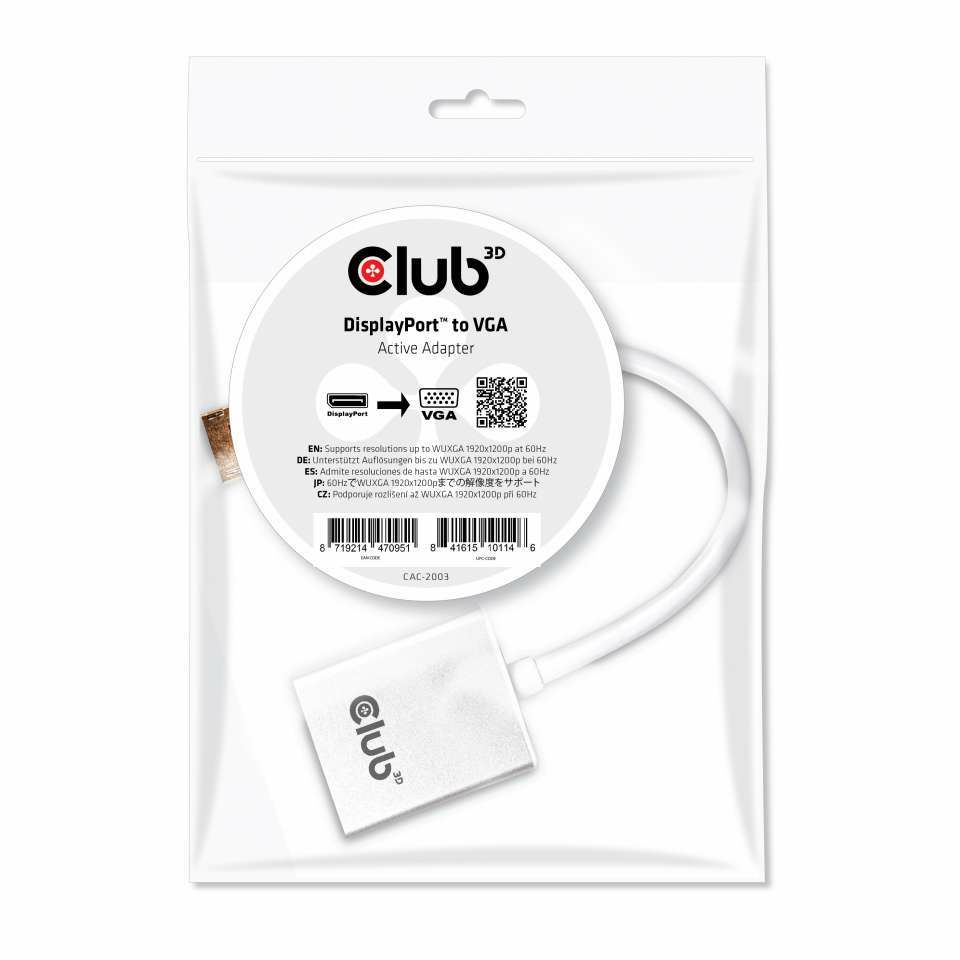 Image of CLUB3D Displayport to VGA Active Adapter