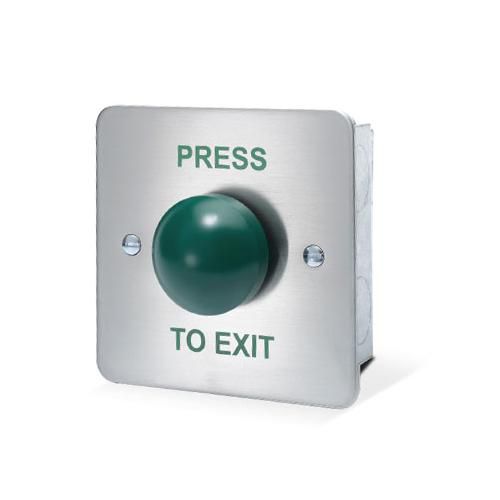 Flush mount stainless steel  green dome exit button thumbnail