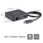 StarTech.com Adaptateur Multiport USB C - Mini Station d'Accueil USB-C Vidéo HDMI 4K - Gigabit Ethernet, Hub USB 3.0 (1x USB-A 1x USB-C) - Adaptateur Multiport USB Type-C - Compatible Thunderbolt 3