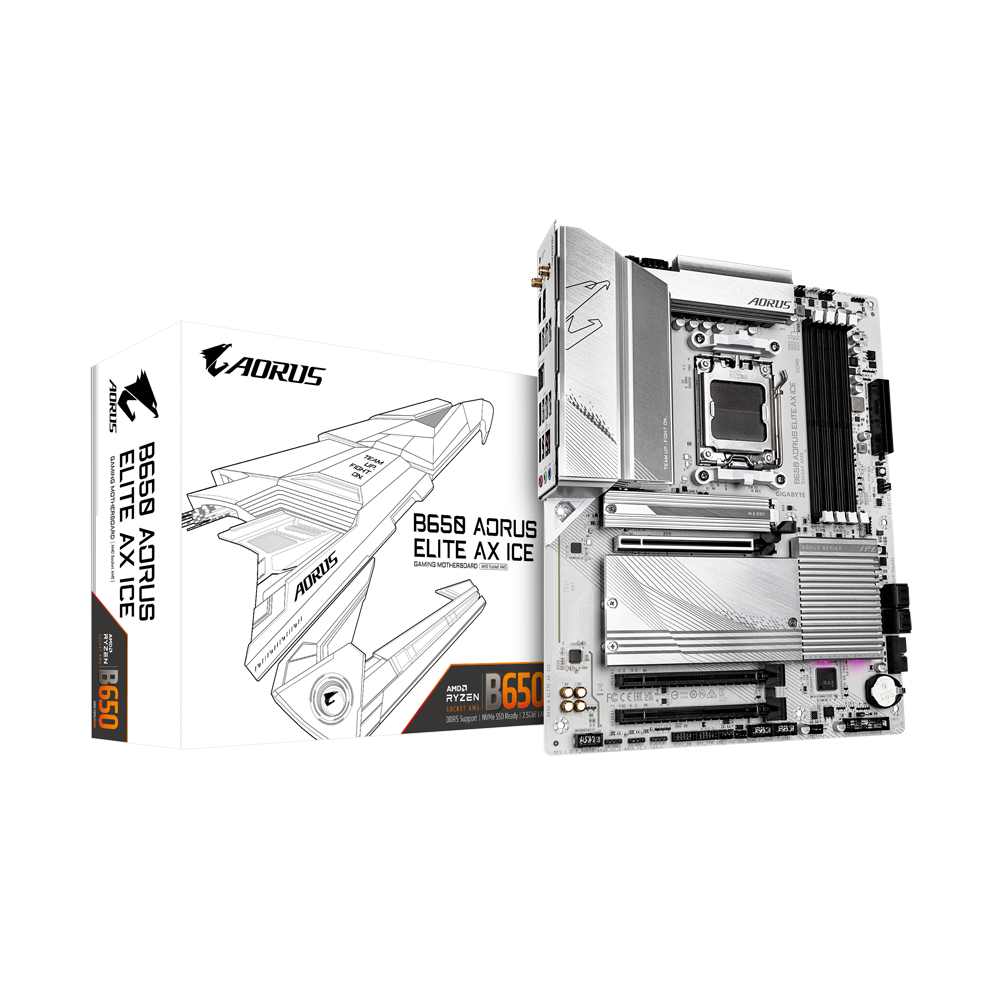 Image of AORUS B650 ELITE AX ICE motherboard AMD B650 Socket AM5 ATX
