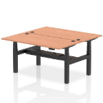 Dynamic Air Back-to-Back W1600 x D800mm Height Adjustable Sit Stand 2 Person Bench Desk With Cable Ports Beech Finish Black Frame - HA02286 DD