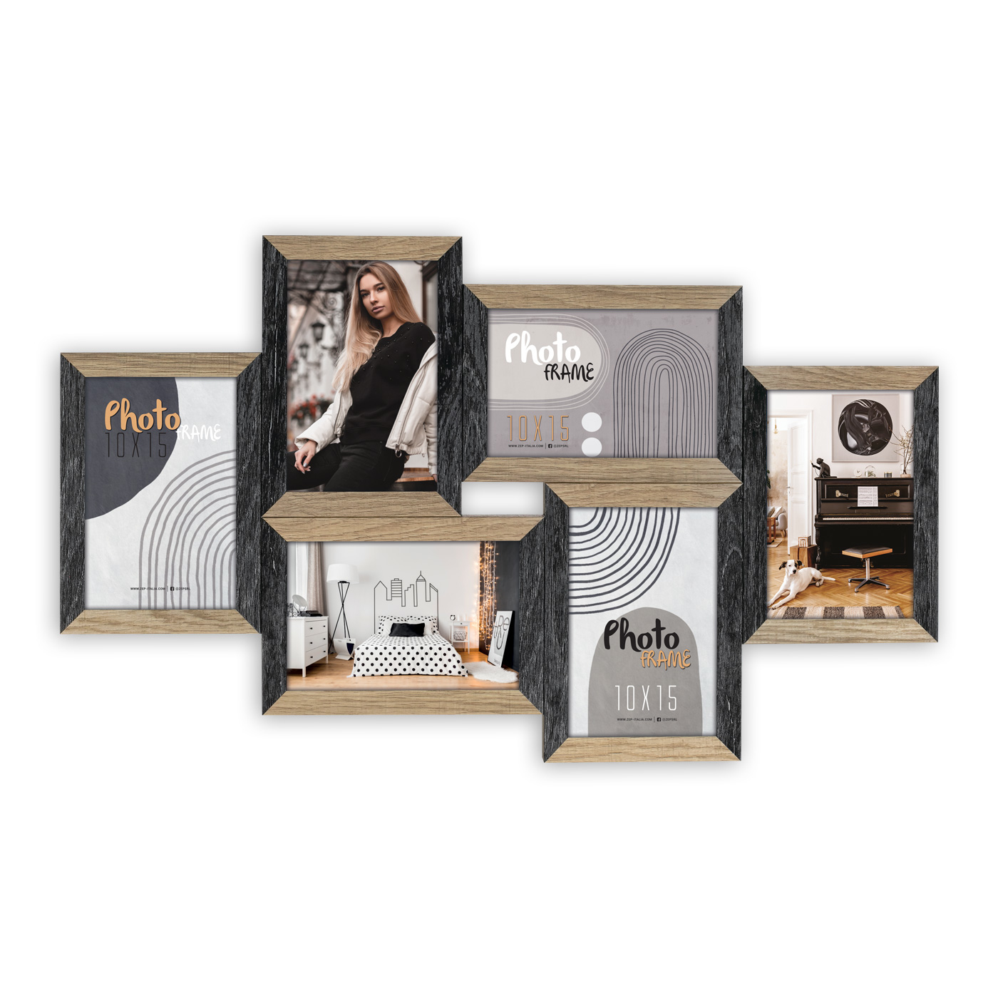 Image of ZEP Vercelli - MDF - Black - Brown - Picture frame set - Wall - 10...