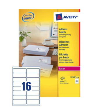 Image of Avery L7162-250 addressing label White Self-adhesive label