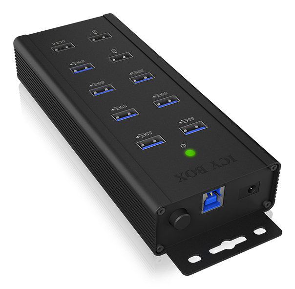 ICY BOX IB-HUB1703-QC3 USB 3.2 Gen 1 (3.1 Gen 1) Type-B 5000 Mbit/s Black