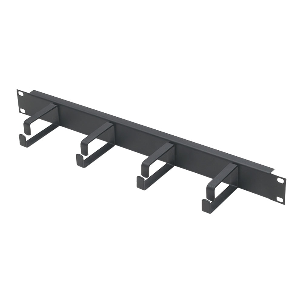 Videk 1u 4 Ring Horizontal Cable Tidy Panel (Cable Ring 65mm) - Black