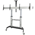 StarTech.com Dual TV Cart for 37-60in VESA TVs up to 110lb/50kg each - Height Adjustable TV Mount, Mobile Display Cart w/ Equipment Shelves - Rolling TV Cart on Wheels - Rolling TV Stand