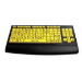 Accuratus USB upper case Hi-Vis Monster keyboard has a Black on Yellow HiVis double sized (24mm x 24mm) keys- ideal for the partial sighted. Includes integrated passive 2 port USB hub and detachable wrist rest.