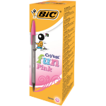 BIC Cristal Fun Ballpoint Pen 1.6mm Tip 0.42mm Line Pink (Pack 20)
