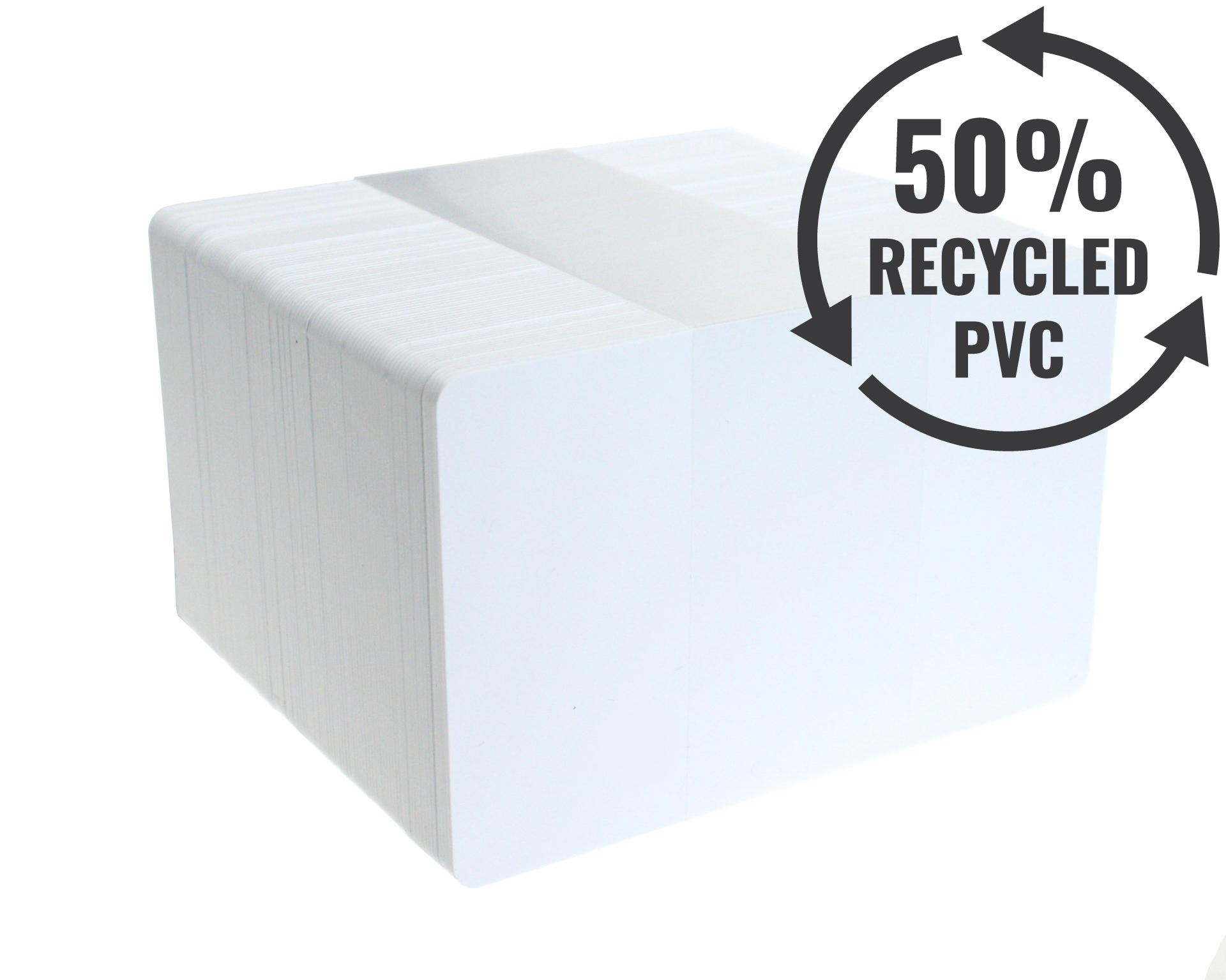 Image of Dyestar White 760 Micron 50% Recycled PVC Cards (Pack 100)