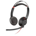 POLY Blackwire 5220 Headset Wired Head-band Calls/Music USB Type-A Black, Red