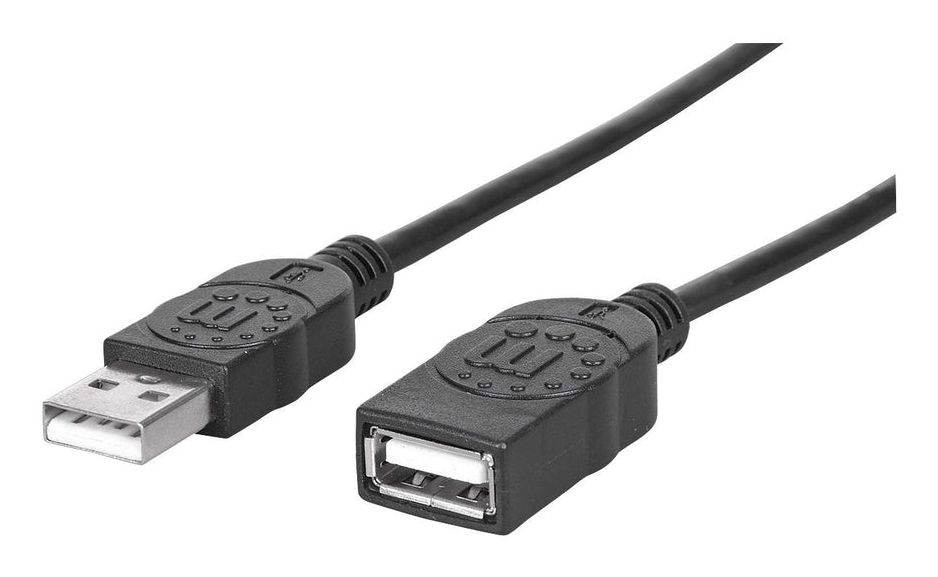 Manhattan USB-A to USB-A Extension Cable, 1.8m, Male to Female, 480 Mbps (USB 2.0), Hi-Speed USB, Black, Lifetime Warranty, Equivalent to USBEXTAA6BK