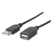 Manhattan USB-A to USB-A Extension Cable, 1.8m, Male to Female, 480 Mbps (USB 2.0), Hi-Speed USB, Black, Lifetime Warranty, Equivalent to USBEXTAA6BK