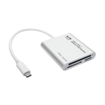 Tripp Lite U452-003 USB 3.1 Gen 1 USB-C Multi-Drive Smart-Card Flash-Memory Media Reader/Writer, Thunderbolt™ 3 Compatible